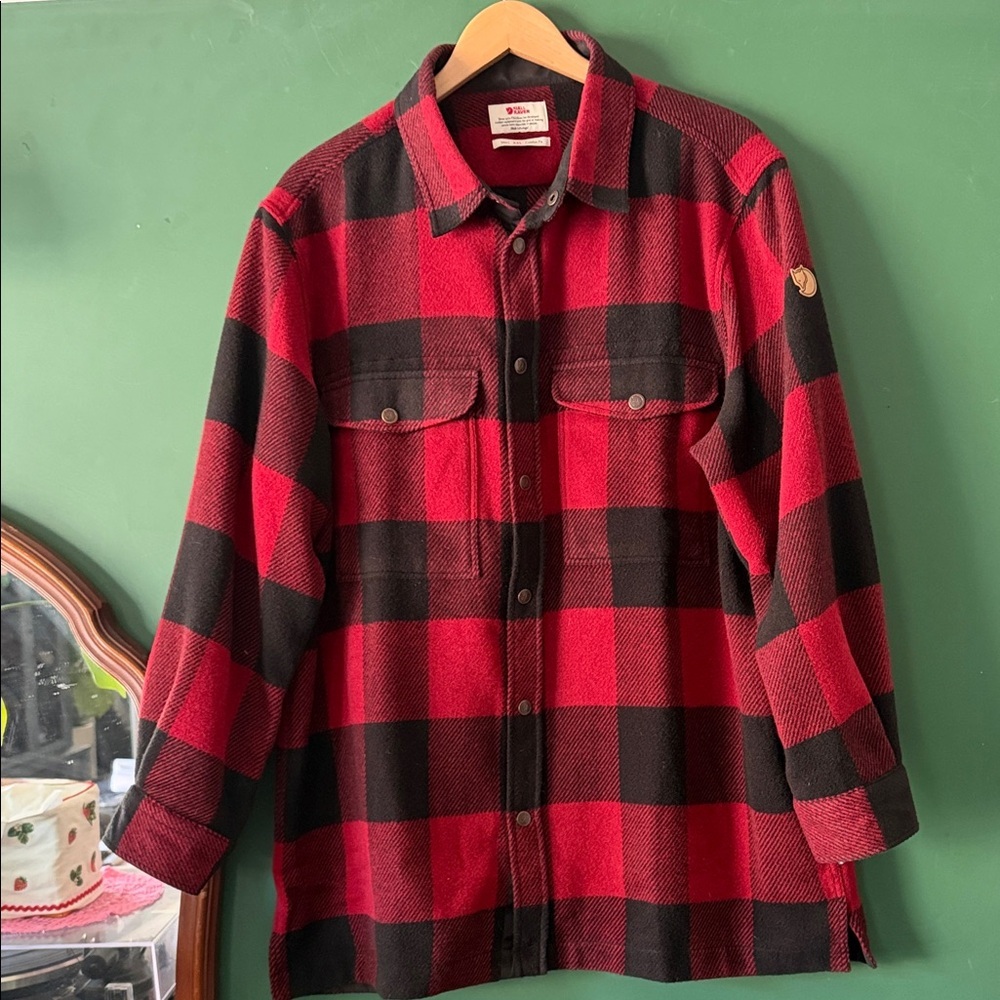 Fjallraven Red & Black Canada Mens XXL Shirt Jacket Comfort Fit Wool Blend